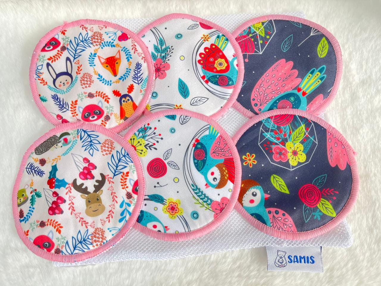 Protectores de lactancia reutilizables de 10 cms de diámetro.