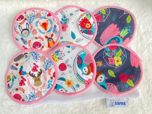 Protectores de lactancia reutilizables de 10 cms de diámetro.