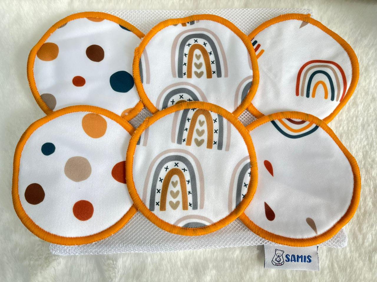 Protectores de lactancia reutilizables de 10 cms de diámetro.