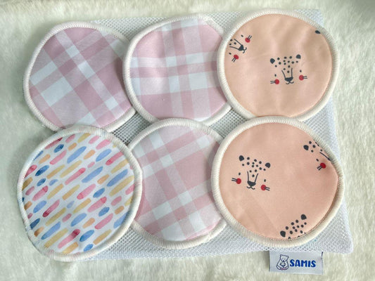 Protectores de lactancia reutilizables de 10 cms de diámetro.