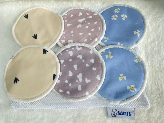 Protectores de lactancia reutilizables de 10 cms de diámetro.