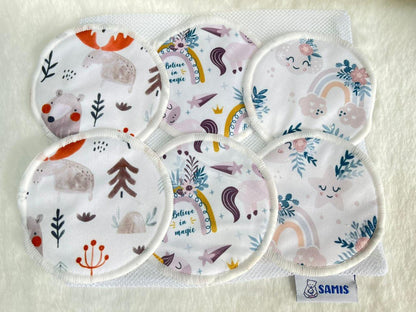 Protectores de lactancia reutilizables de 10 cms de diámetro.