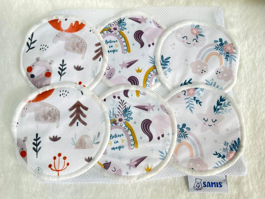 Protectores de lactancia reutilizables de 10 cms de diámetro.