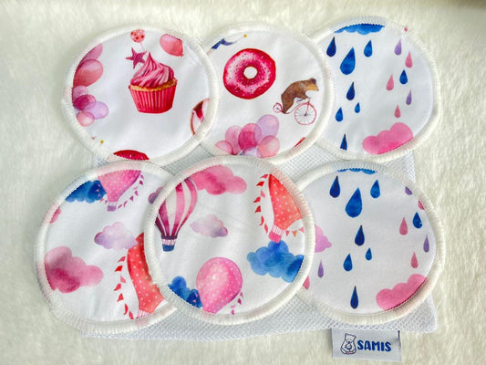 Protectores de lactancia reutilizables de 10 cms de diámetro.