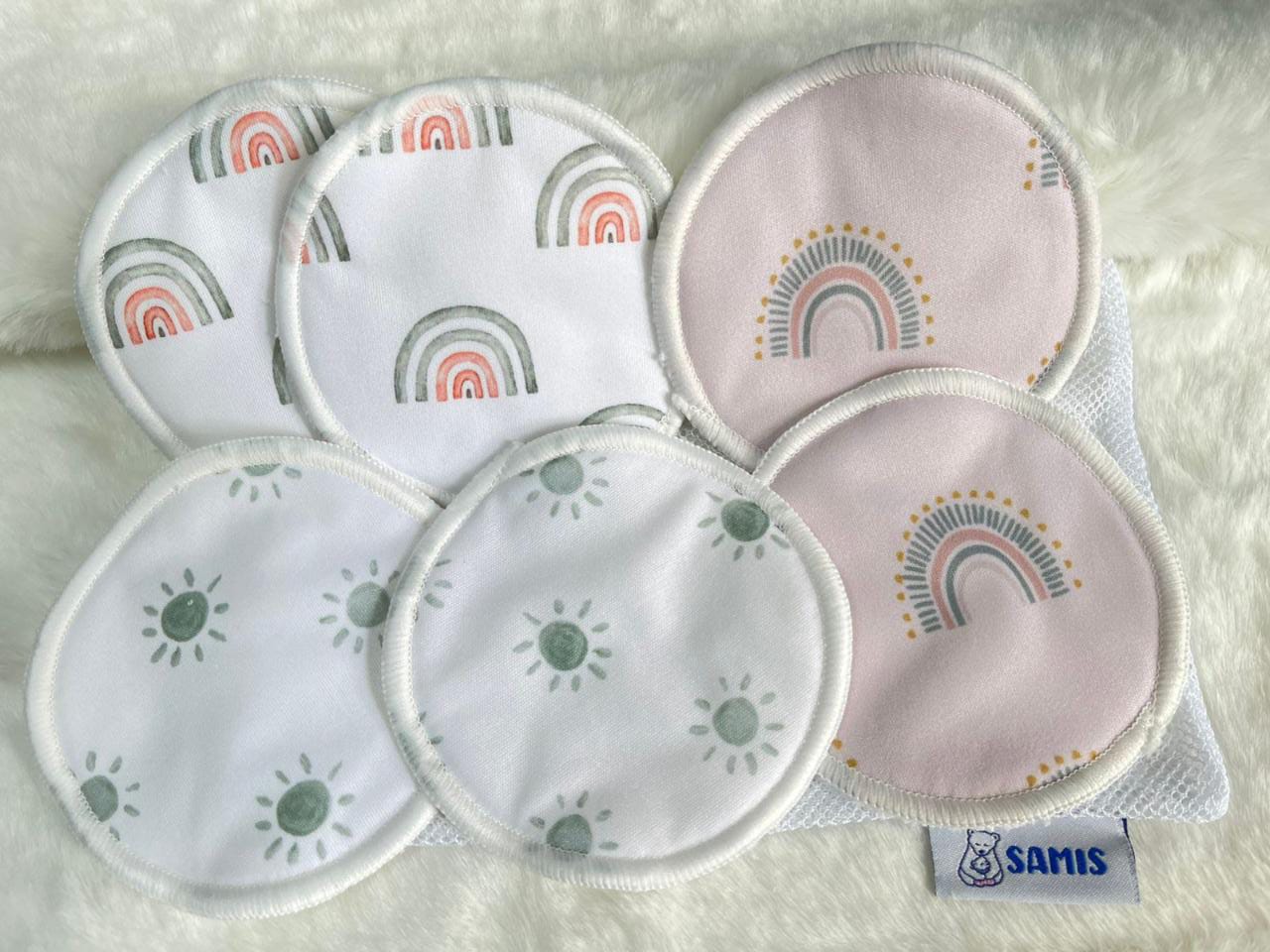 Protectores de lactancia reutilizables de 10 cms de diámetro.
