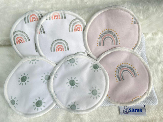 Protectores de lactancia reutilizables de 10 cms de diámetro.